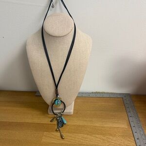 JV multicord long pendant necklace with faux stones